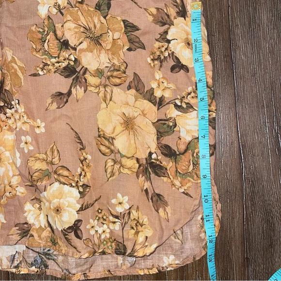 MNG Linen Blouse Women’s Sz 6 Floral Button Up Fall Nude Floral Oversized Sz 6 - Picture 3 of 11